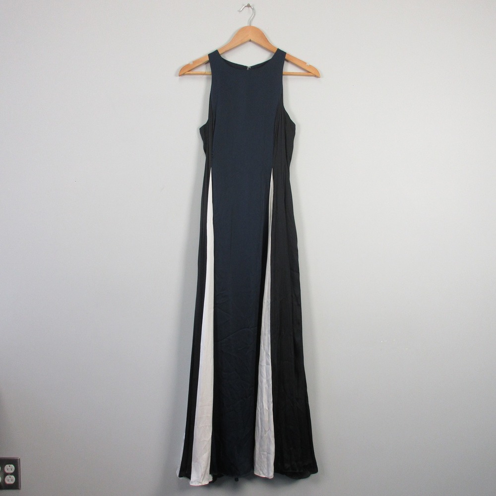 Banana Republic Sleeveless Maxi Dress 2 Blue White Colorblock Party Luxury 432